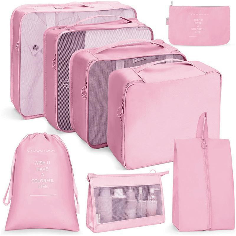 8pcs/set Travel Organizer Storage Bag Suitcase Packing Set Clothes Packing Cube Bag Portable Luggage Organizer Clothe Shoe Pouch