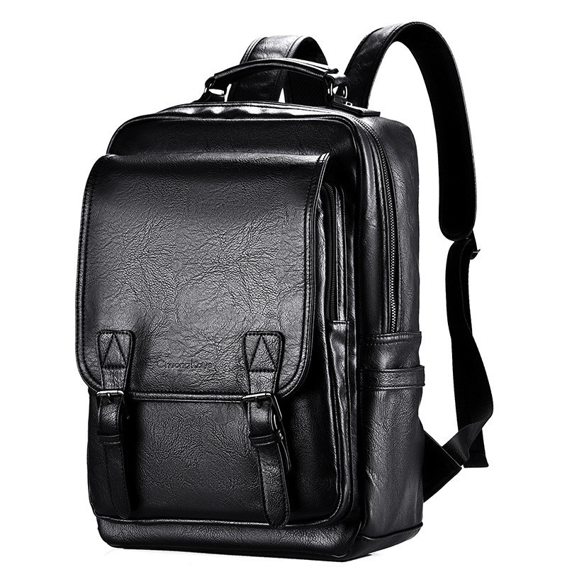 Vintage PU Leather Men Backpack Large Capacity Business Laptop Backpacks Fashion Male Travel Bagpack Casual School Bag