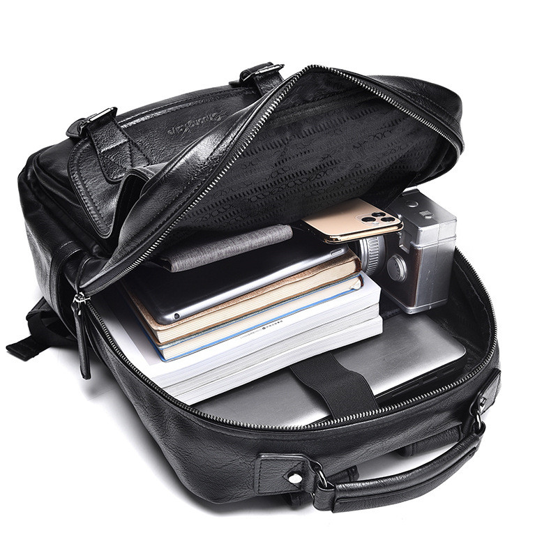 Vintage PU Leather Men Backpack Large Capacity Business Laptop Backpacks Fashion Male Travel Bagpack Casual School Bag