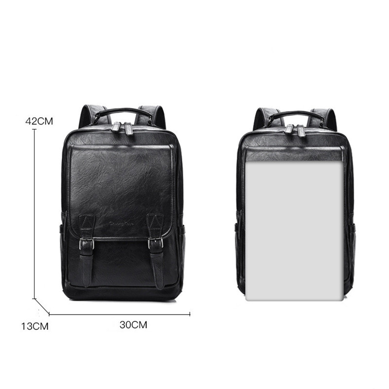 Vintage PU Leather Men Backpack Large Capacity Business Laptop Backpacks Fashion Male Travel Bagpack Casual School Bag