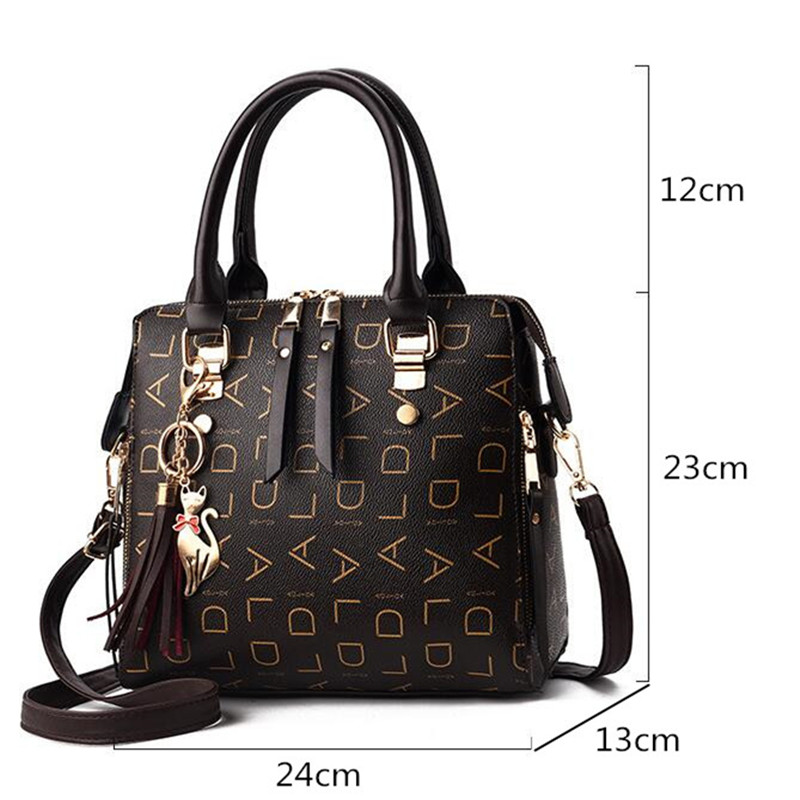 New Tassel Designers Fashion Women PU Leather Bags Large Capacity Crossbody Shoulder Bag Casual Tote Simple Letter Handbag