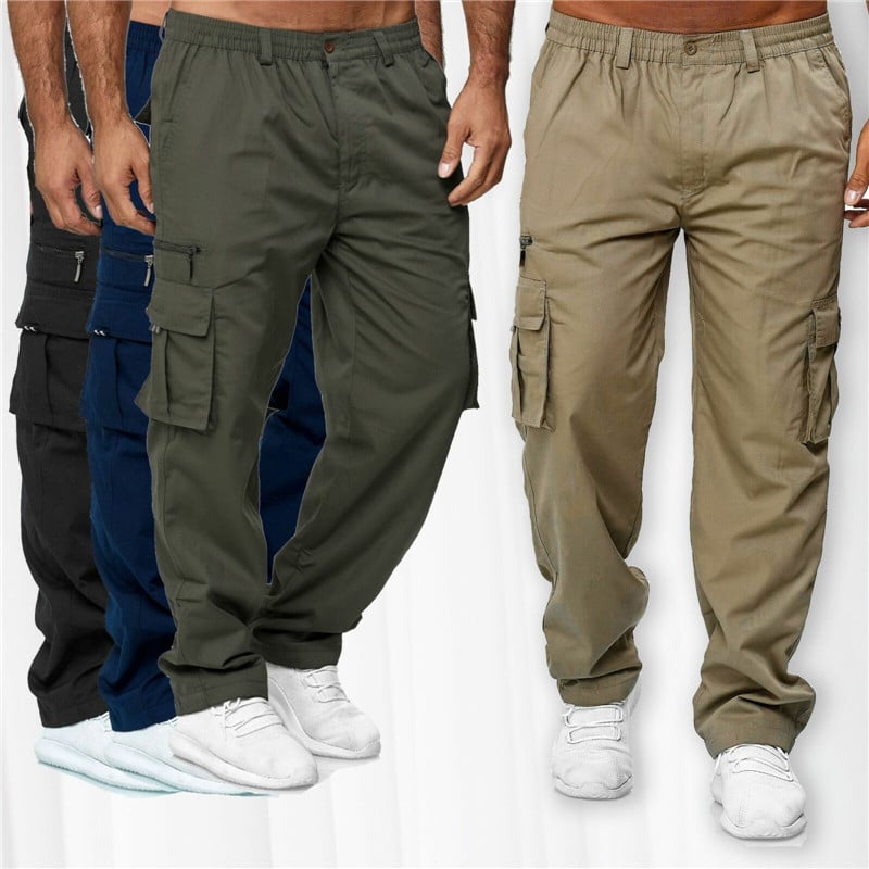 Hip Hop Street Popular Trousers Men's Casual Multi Pockets Loose Straight Cargo Pants New Male Outdoor Trousers Workout Pants