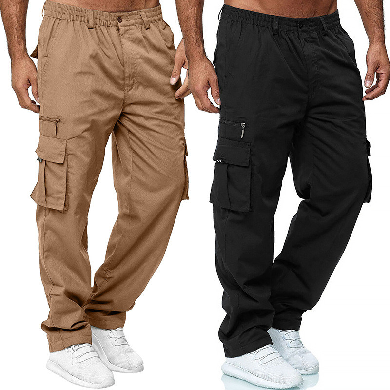 Hip Hop Street Popular Trousers Men's Casual Multi Pockets Loose Straight Cargo Pants New Male Outdoor Trousers Workout Pants