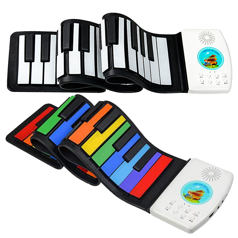 Portable 49 Keys Electronic Piano Flexible Roll up Keyboard Instrument Educational Toys Kids Early Learning Music Toy Gift