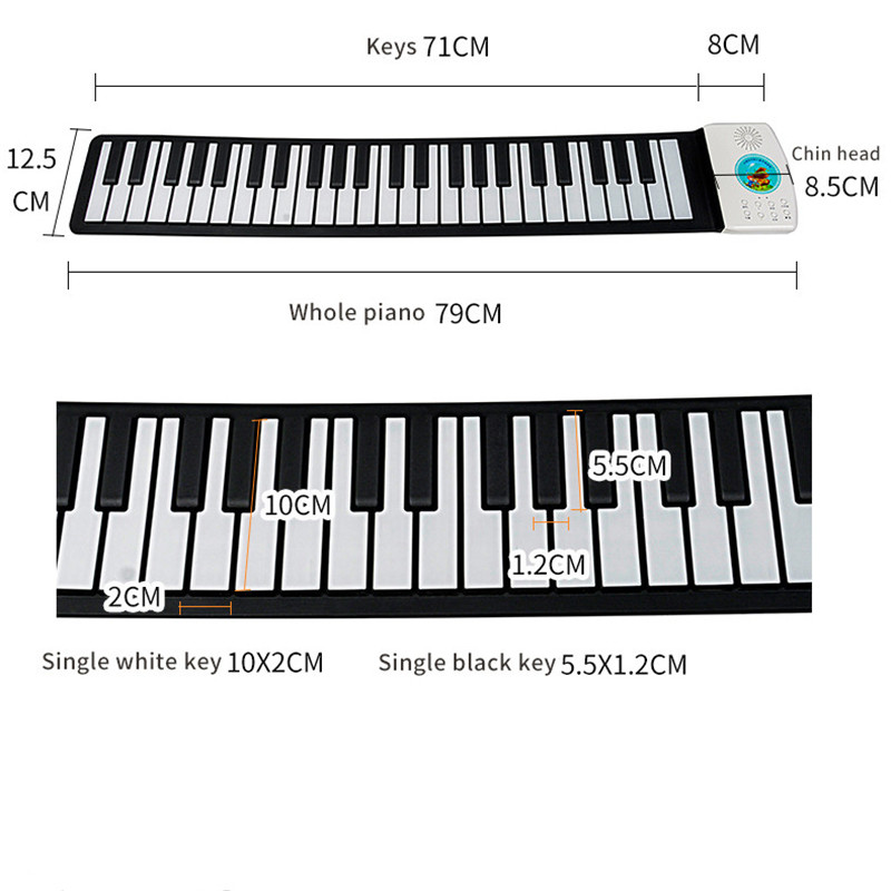 Portable 49 Keys Electronic Piano Flexible Roll up Keyboard Instrument Educational Toys Kids Early Learning Music Toy Gift