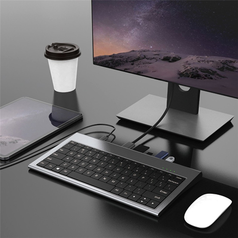 USB C Docking Station with Keyboard with 4K HDMI RJ45 100W PD VGA Card Reader Compatible MacBook Pro iPad 11 in 1 Keyboard HUB