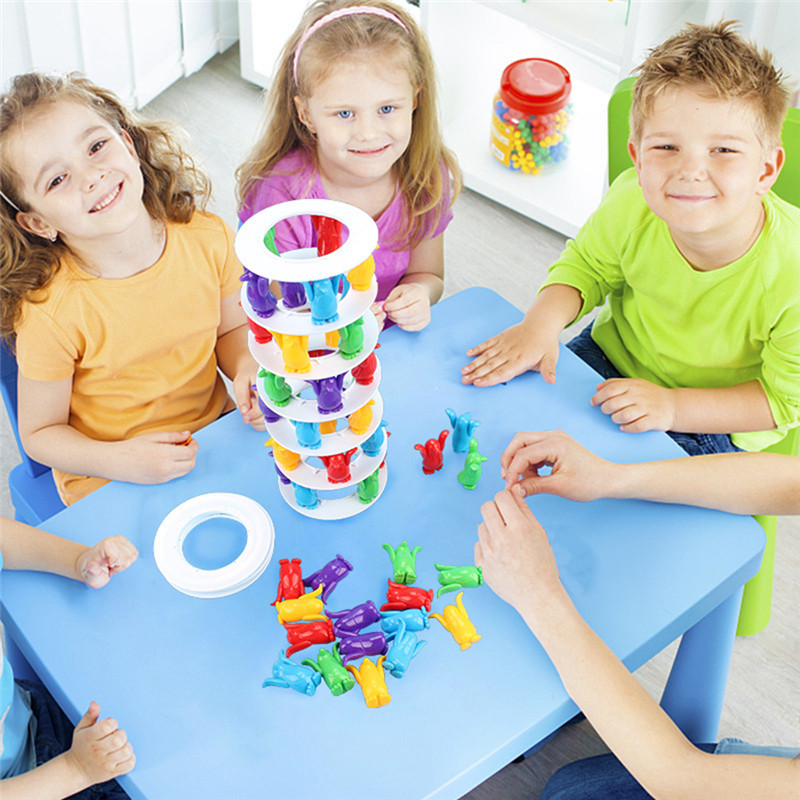 Fun Multiplayer Interacting Bright Color Penguin Tower Collapse Blocks Game Detailed Balance Block Toy Children Kids Toys Gift