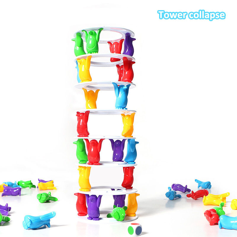 Fun Multiplayer Interacting Bright Color Penguin Tower Collapse Blocks Game Detailed Balance Block Toy Children Kids Toys Gift
