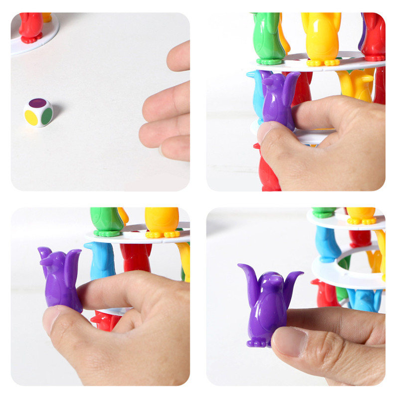 Fun Multiplayer Interacting Bright Color Penguin Tower Collapse Blocks Game Detailed Balance Block Toy Children Kids Toys Gift