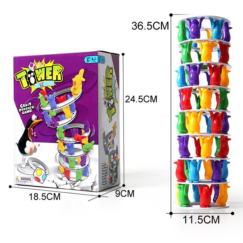 Fun Multiplayer Interacting Bright Color Penguin Tower Collapse Blocks Game Detailed Balance Block Toy Children Kids Toys Gift