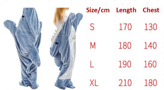 Cartoon Shark Pajamas Funny Homewear Playsuit Hooded Warm Flannel Blanket Adult Pajamas Homesuit Sleeping Bag For Party Gifts
