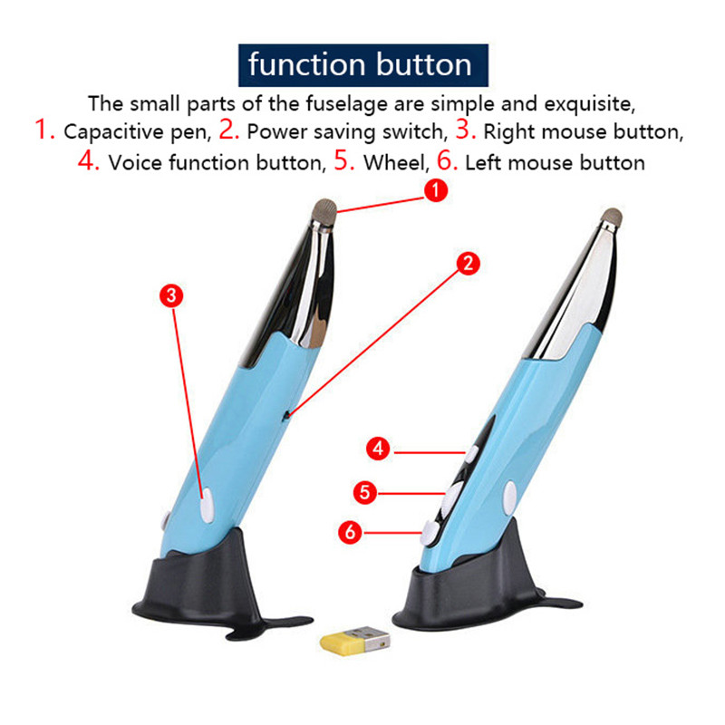 Creative Vertical Pen Stylus Mouse 2.4GHz USB Wireless Mouse Light Pen Air Mouse for Laptop Desktop Tablet Office Mouse Pen
