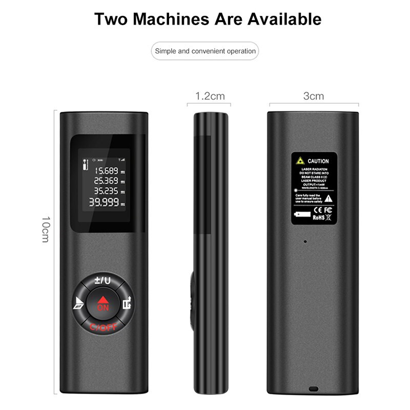 40m Portable Mini Telemetre Laser Rangefinder Diastimeter Digital HD Smart Range Finder Rechargeable Laser Distance Meter
