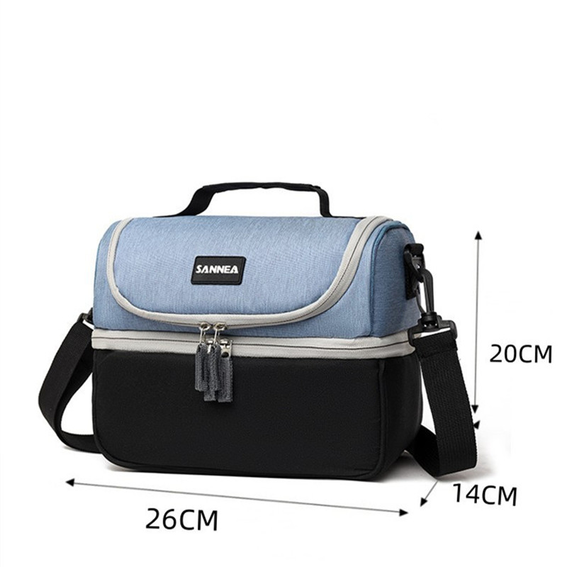 Portable Double Layer Cooler Lunch Bag Oxford Cloth Thermal Insulated Picnic Bag Food Bento Tote Container Mommy Bags