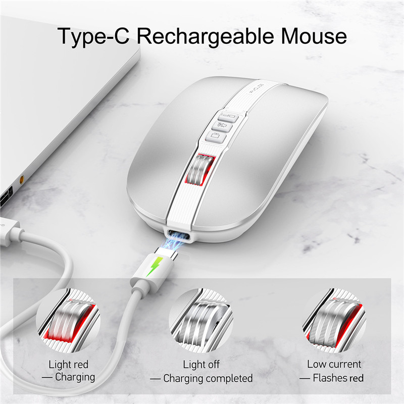 Silent Slim Laptop Computer Wireless Mouse Dual Silent Ultra-thin Bluetooth Mouse Dual Mode Switching Mouse Optical Gaming Mice