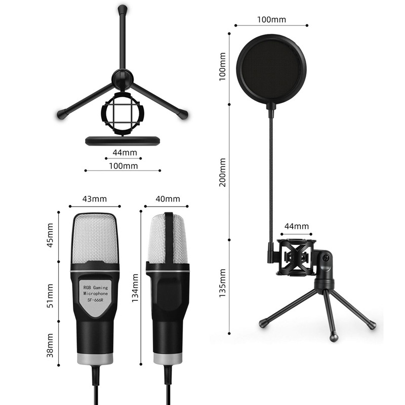 USB Microphone RGB Microfone Condensador Wire Gaming Mic for Podcast Recording Studio Streaming Laptop Computer Desktop PC
