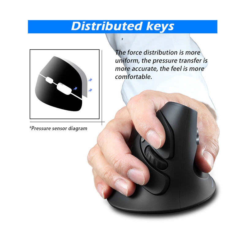 Zelotes Vertical Mouse Wireless Gaming Mouse Ergonomic RGB Optical Mice Battery Power 2400 DPI 2.4G For PC Laptop 6 Buttons
