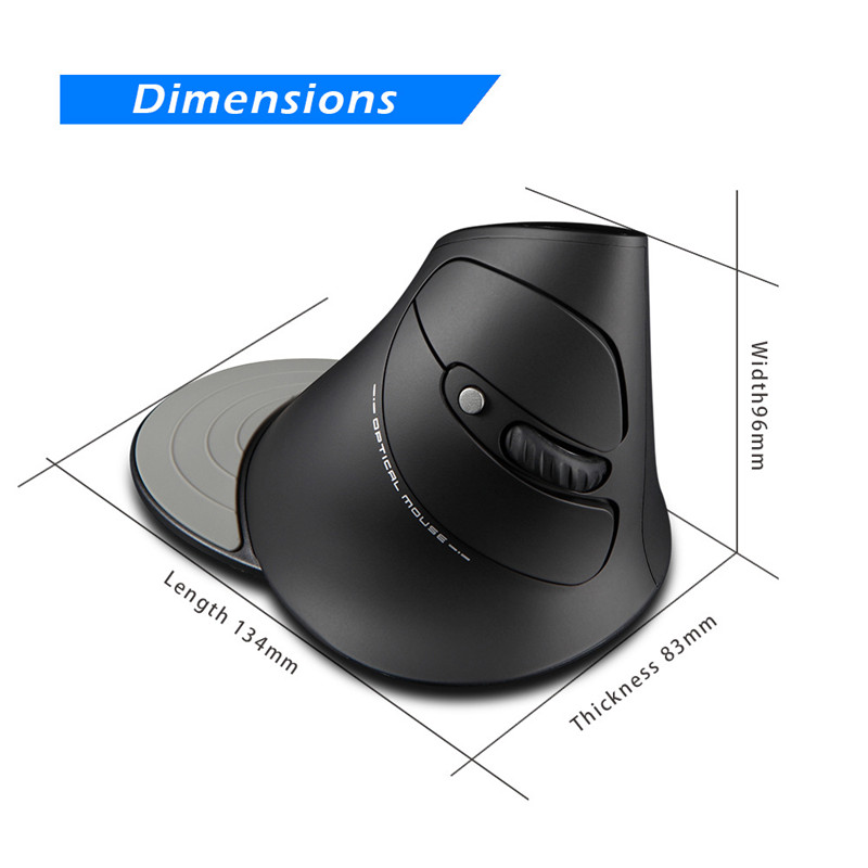 Zelotes Vertical Mouse Wireless Gaming Mouse Ergonomic RGB Optical Mice Battery Power 2400 DPI 2.4G For PC Laptop 6 Buttons