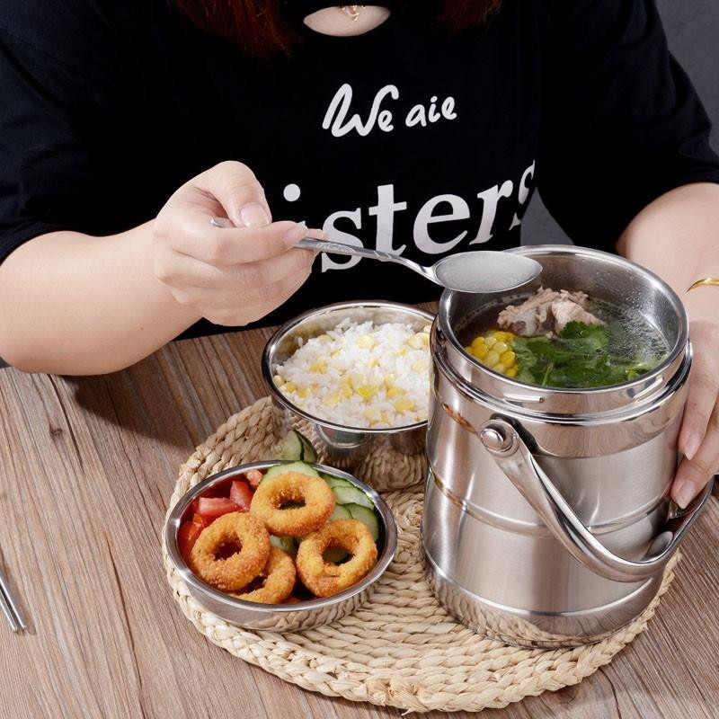 Portable 3 Layer Stainless Steel Thermal Lunch Box Thermal Bento Box Leak-Proof Seal Vacuum Pot Food Container Insulation Bucket