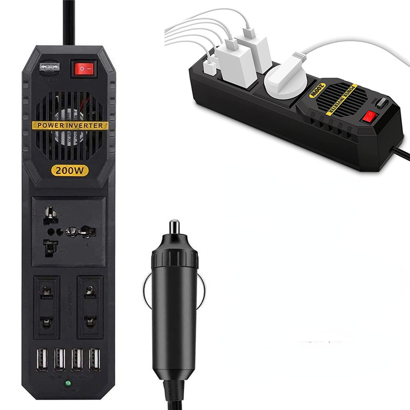 200W Car Power Inverter DC 12V To AC 220V Cigarette Lighter Plug Electrical Socket Charger Wave Auto Adapter Voltage Transformer