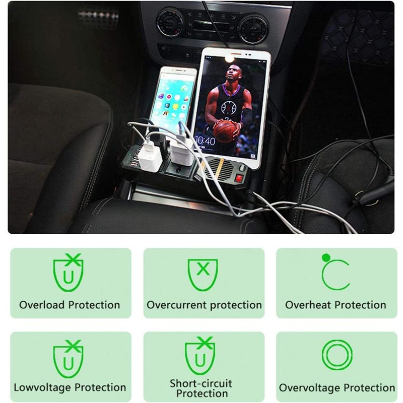 200W Car Power Inverter DC 12V To AC 220V Cigarette Lighter Plug Electrical Socket Charger Wave Auto Adapter Voltage Transformer