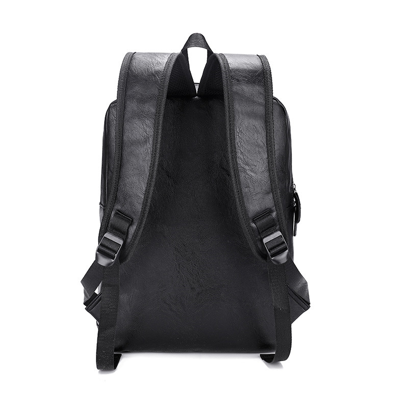 Large Capacity Laptop Backpack Men Casual Fashion Bags For Men Retro Zipper PU Leather Backpacks Male Travel Waterproof Bag