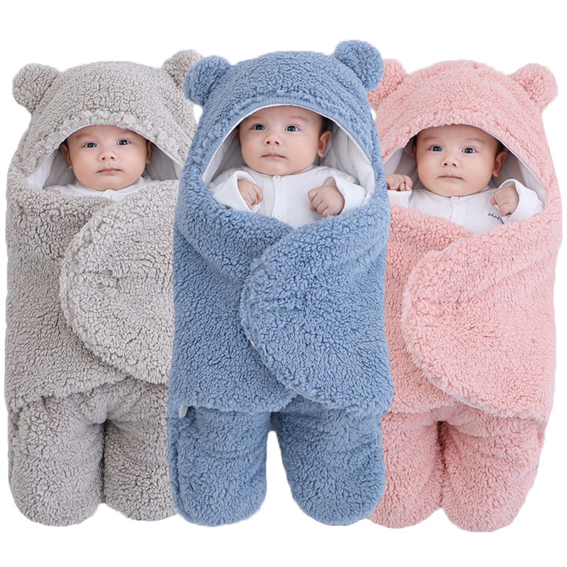 Newborn Baby Boys Girls Blankets Plush Swaddle Wrap Sleepsack Ultra-Soft Fluffy Fleece Sleeping Bag Cotton Bedding Baby Stuff
