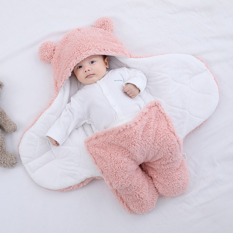 Newborn Baby Boys Girls Blankets Plush Swaddle Wrap Sleepsack Ultra-Soft Fluffy Fleece Sleeping Bag Cotton Bedding Baby Stuff