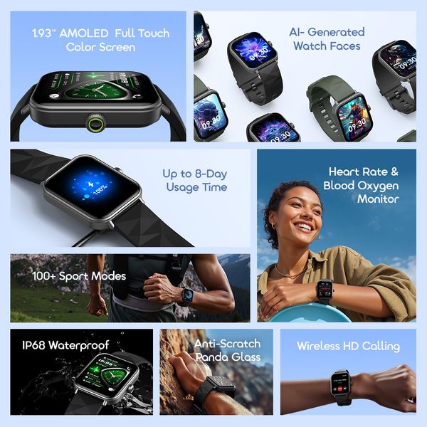 Oraimo Watch Nova 2 Lite 1.93'' AMOLED Full Touch Color Screen Smart Watch