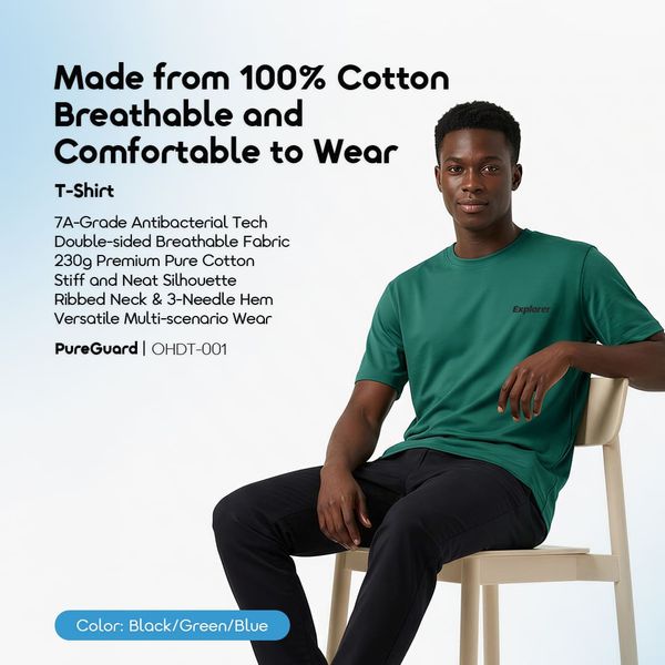Oraimo PureGuard 100% Cotton Antibacterial Breathable T-Shirt