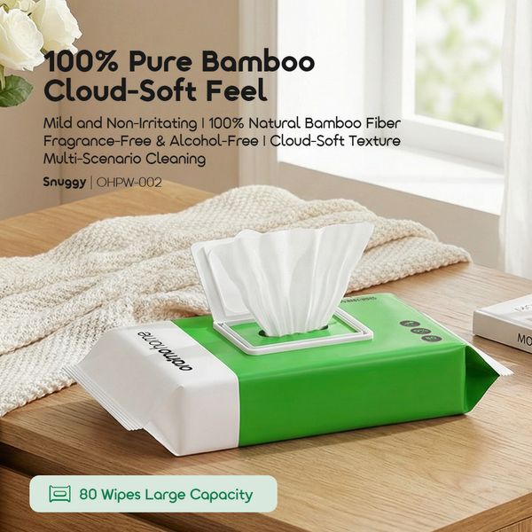 Oraimo Snuggy 1*80 Wipes 100% Pure Bamboo Cloud-Soft Baby Wipes