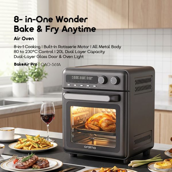 Oraimo BakeAir Pro 8-in-1 20L 230°C Large-Capacity Air Oven