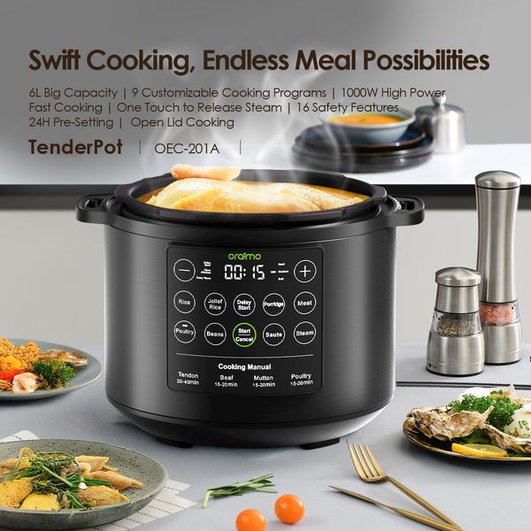 Oraimo TenderPot 6L 1000W Electric Pressure Cooker