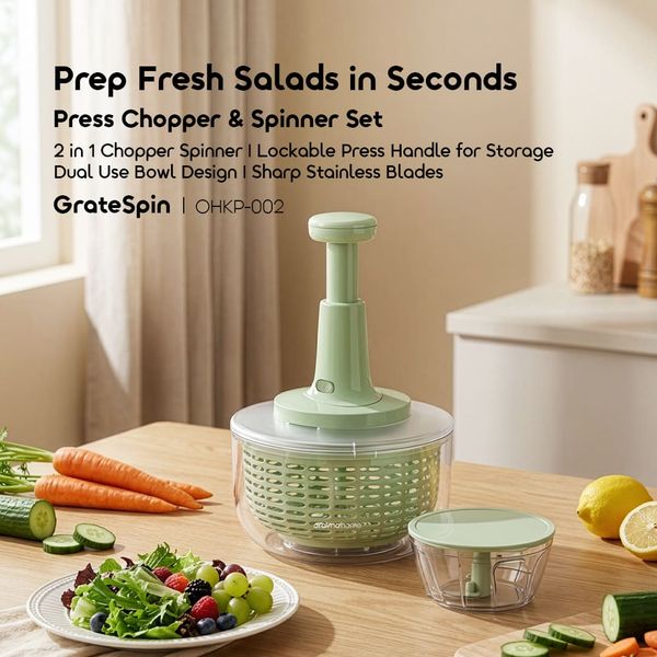 Oraimo GrateSpin 2 in 1 Stainless Salad Spinner & Chopper