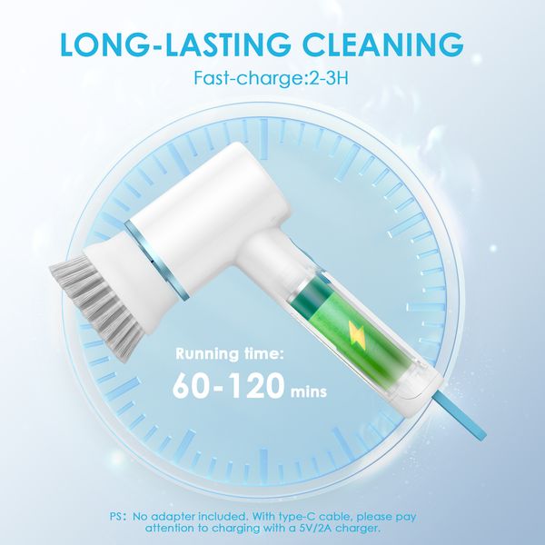 Oraimo Ultra Cleaner Scrubber Cordless 1.5H Runtime Electric Spin Brush with 5 Replacement Heads