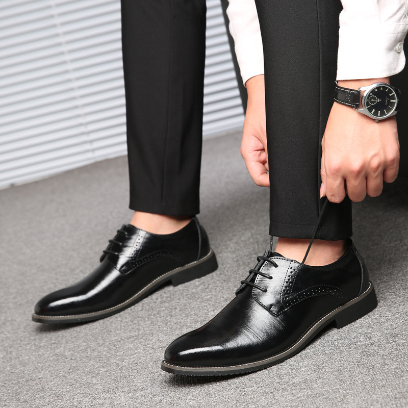 Men's casual leather shoes Blok fashion British plus size men's shoes men's shoes