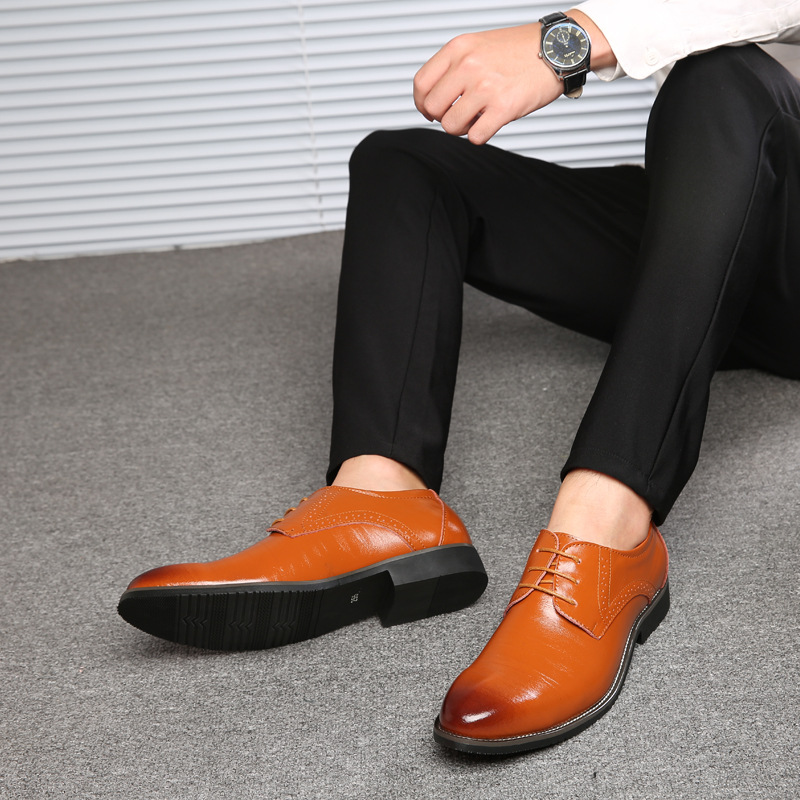 Men's casual leather shoes Blok fashion British plus size men's shoes men's shoes