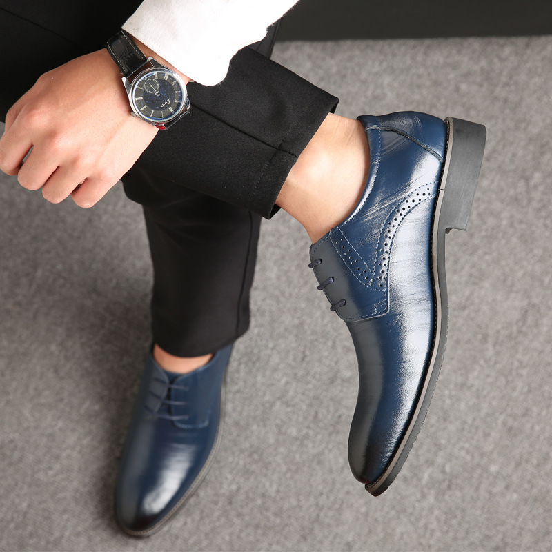 Men's casual leather shoes Blok fashion British plus size men's shoes men's shoes