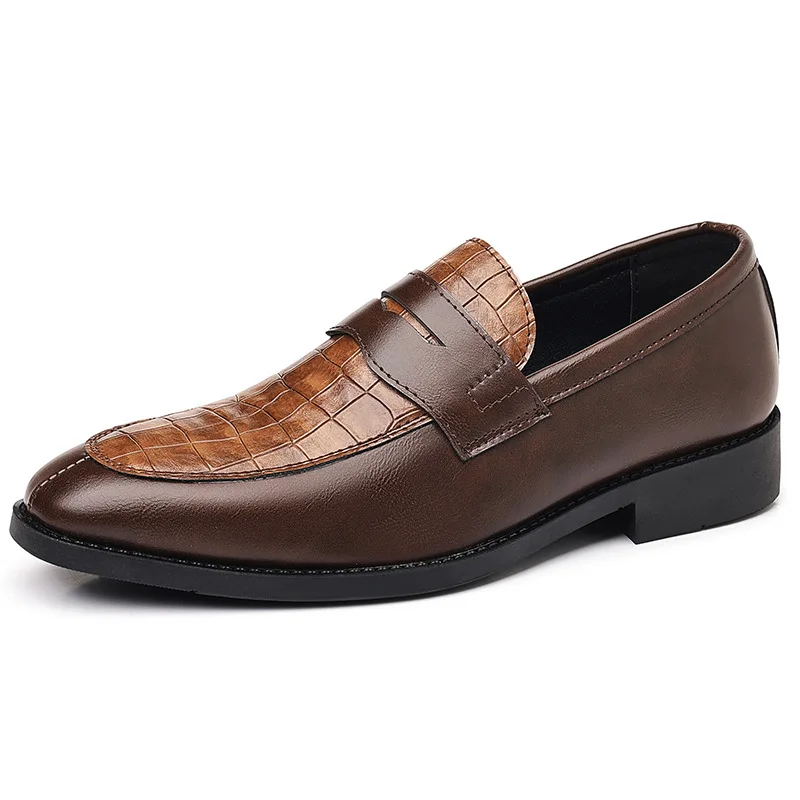 Men's Business Casual Shoes New Style Sharp Toe Large Size Leather Shoes Comfortable Rubber Sole Low Heel Strappy