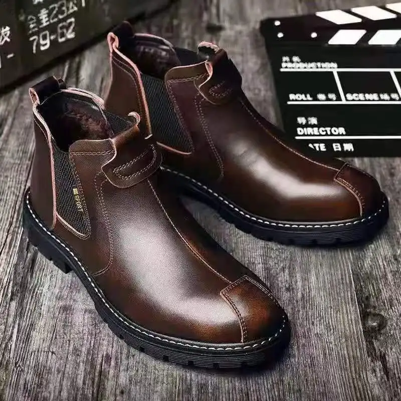 Leather Men Shoes Set Foot Casual Slip on Men Loafers Men Flats High Quality Moccasins Shoes Plus Size Handmade Shoes Boots