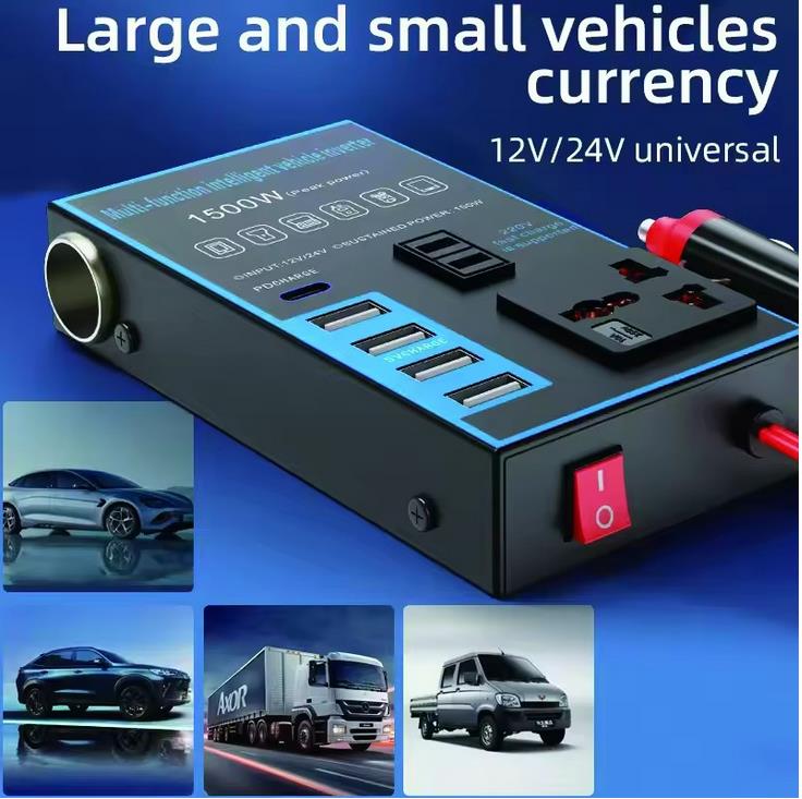 12V 24V To 220V 1500W Car Power Inverter  Mobile Phone USB Charging Truck Home Socket Auto Charger Converter Adapter