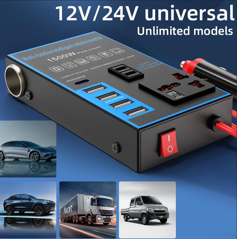 12V 24V To 220V 1500W Car Power Inverter  Mobile Phone USB Charging Truck Home Socket Auto Charger Converter Adapter