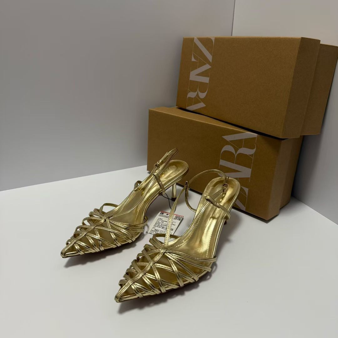 Free delivery of high-quality 2026 new summer women's shoes hot selling steel heel buckle with exposed toe women's shoes