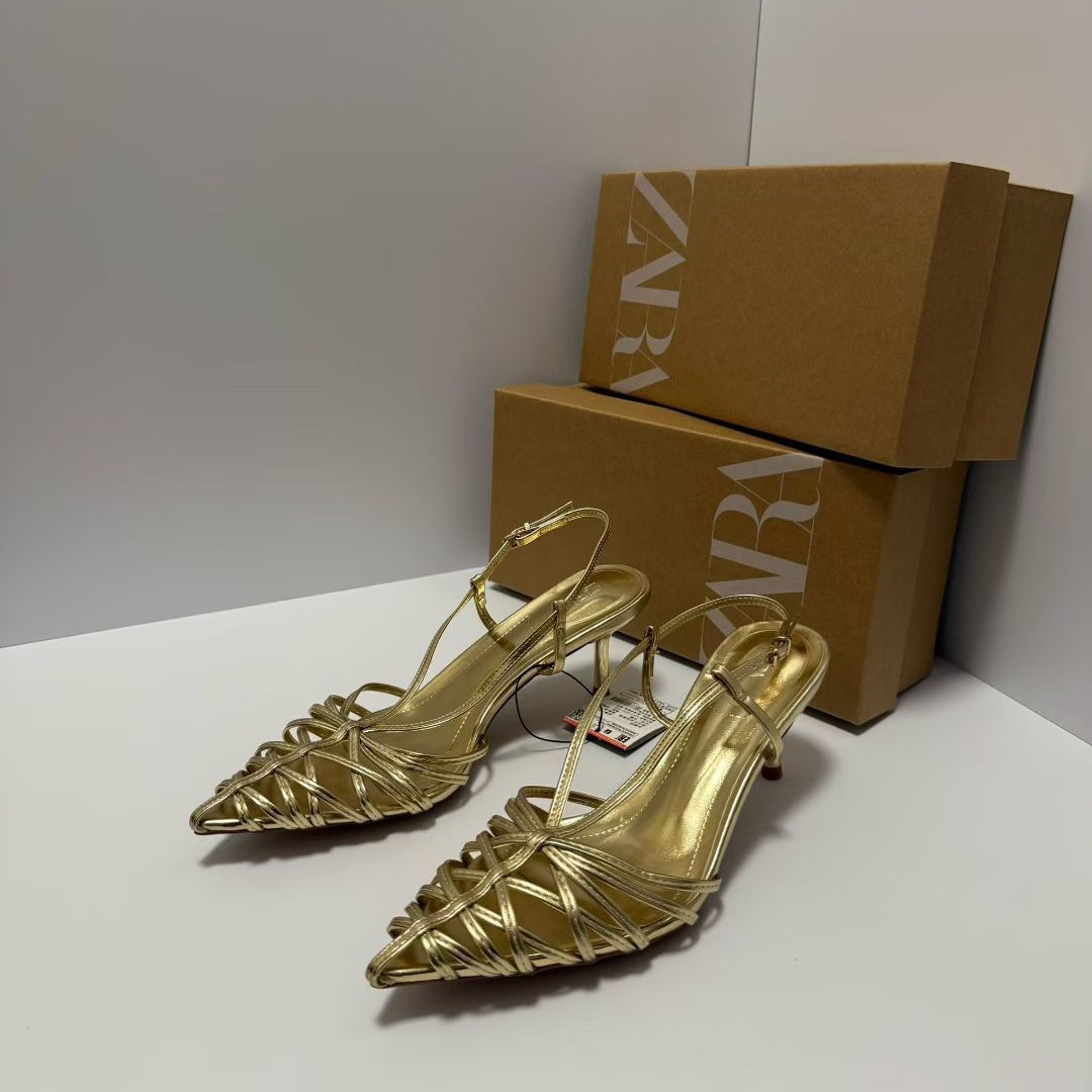 Free delivery of high-quality 2026 new summer women's shoes hot selling steel heel buckle with exposed toe women's shoes