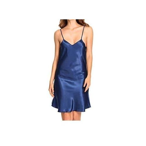 2 Piece Satin Bridal Robe Woman Nightgown Pyjamas - Royal Blue