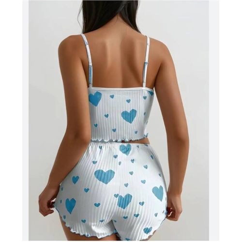 2 in 1 Sexy Ladies Sleep Wear - Blue & White