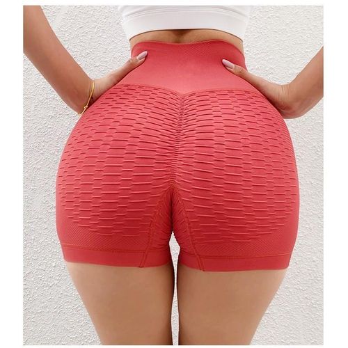 Fitness pants, yoga pants, cycling pants, sports pants, tummy control and hip lifting, high elasticity and tight fitting, high waisted yoga running sports shorts，Hips 33-43 Inches Fit-Red