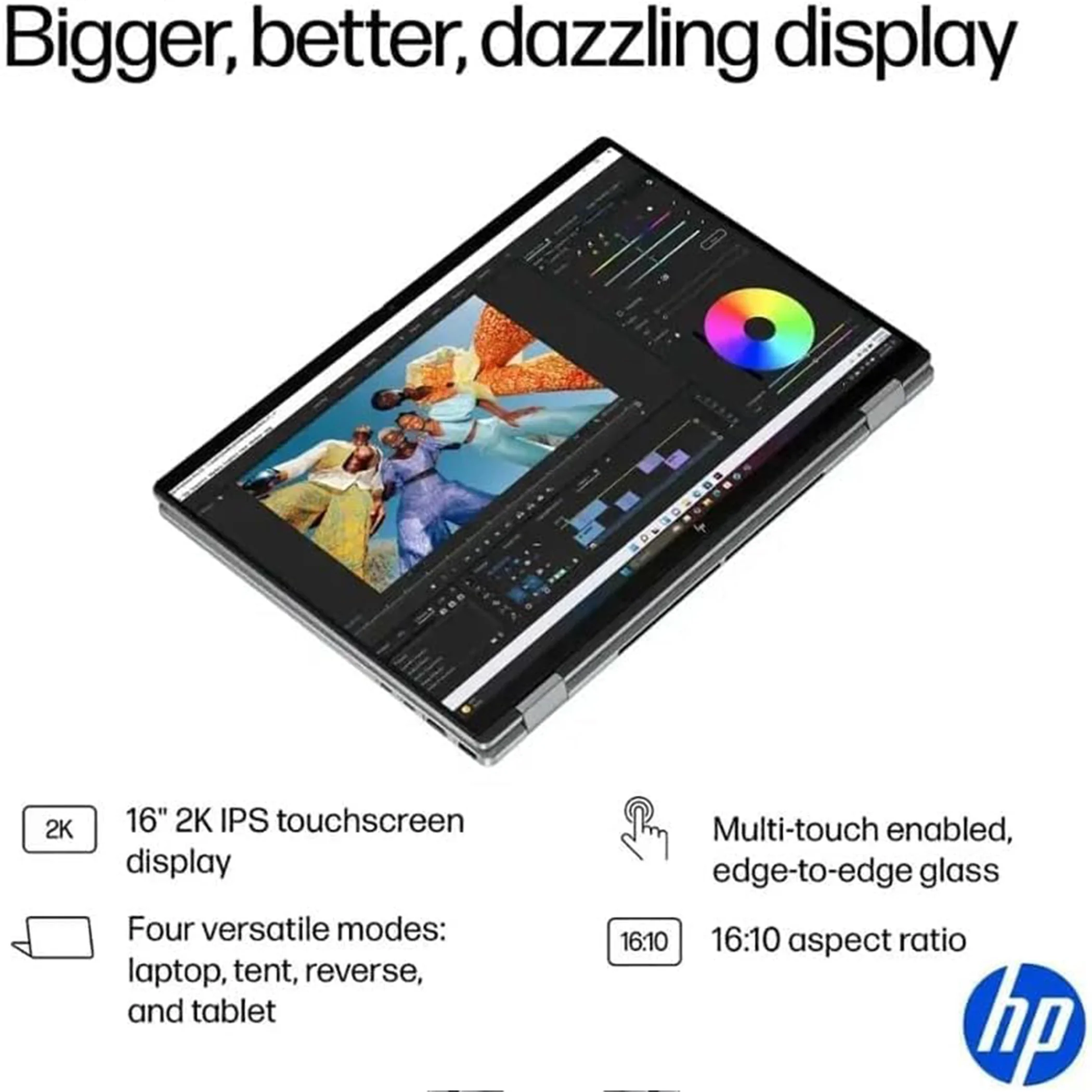 HP – OmniBook X Flip 2-in-1 – Copilot+ PC – 16″ 2K Touch-Screen Laptop – AMD Ryzen AI 5 340 2025 – 16GB Memory – 512GB SSD – Meteor Silver
