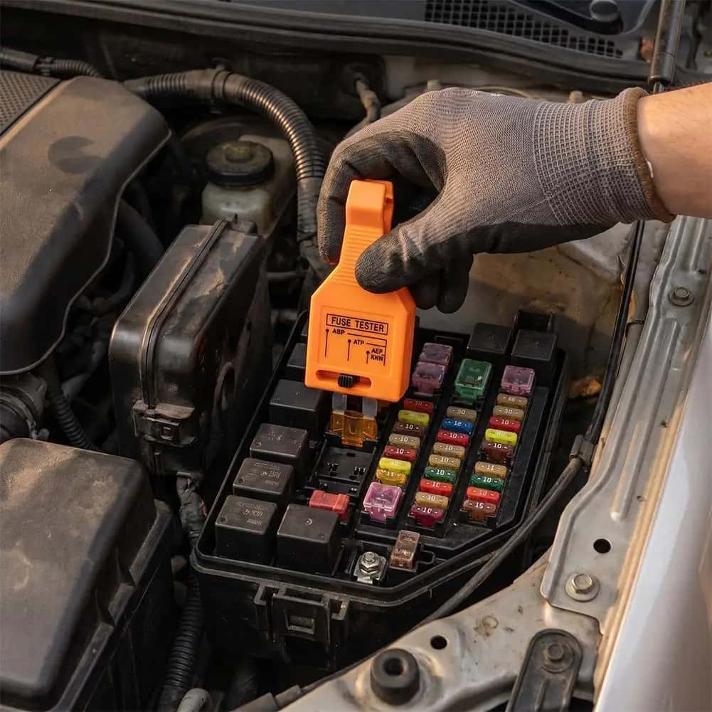Automotive Fuse Tester Puller Mini Blade Fuse Detector With LED Light Adjustable Test Slot ATO/ATC Fuse Test & Extraction Tool
