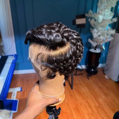 Pixie Cut Lace Front Human Hair Wigs 13x4 Lace 6inch Front Wigs Chic Elegent Short Curly Wigs Pixie Cut Curly Wig For Women